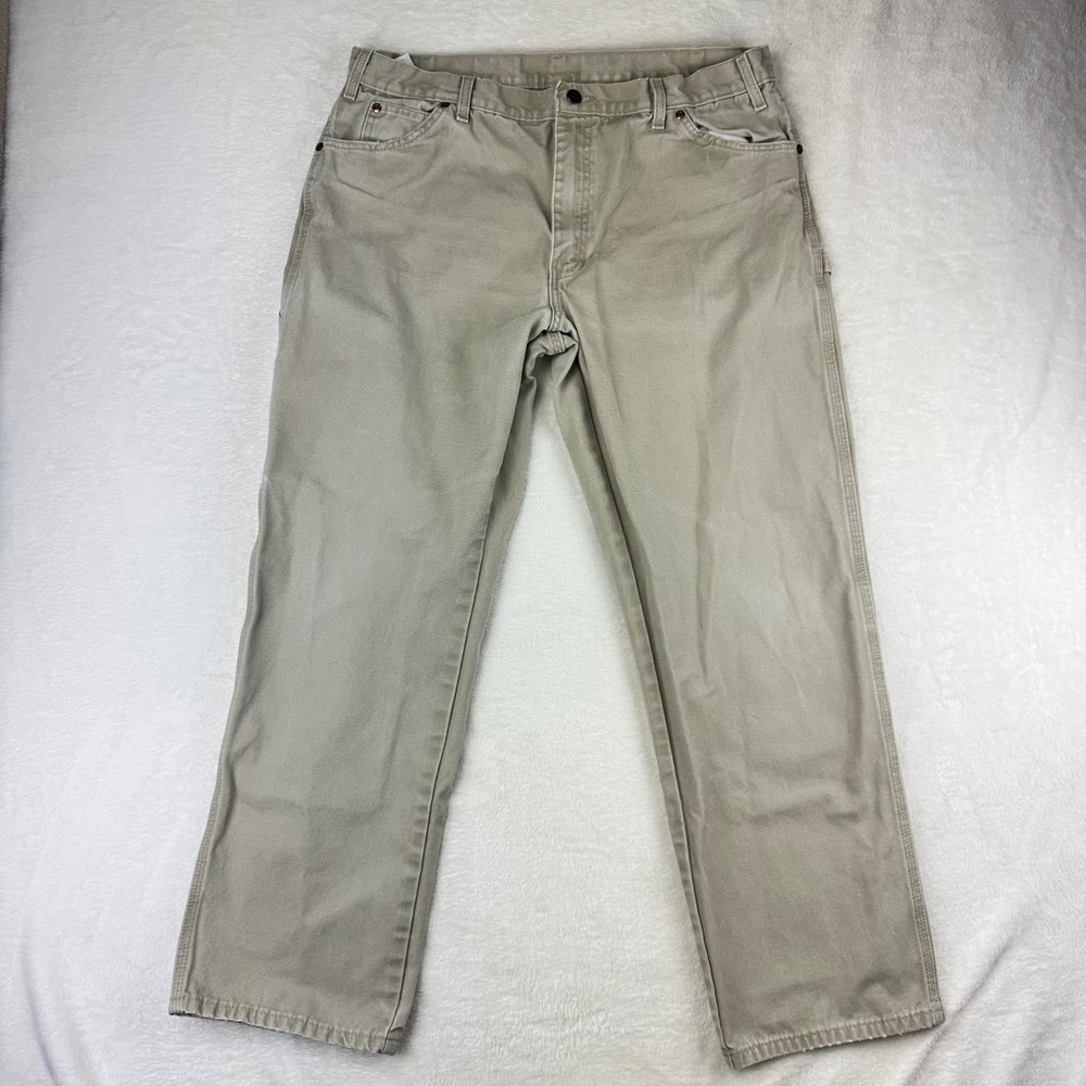 Dickies Carpenter Pants Mens Workwear 1939RDS Relaxed 38x32 Tan Duck Canvas VTG